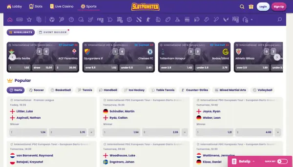 sportwedden bij Slotmonster Casino